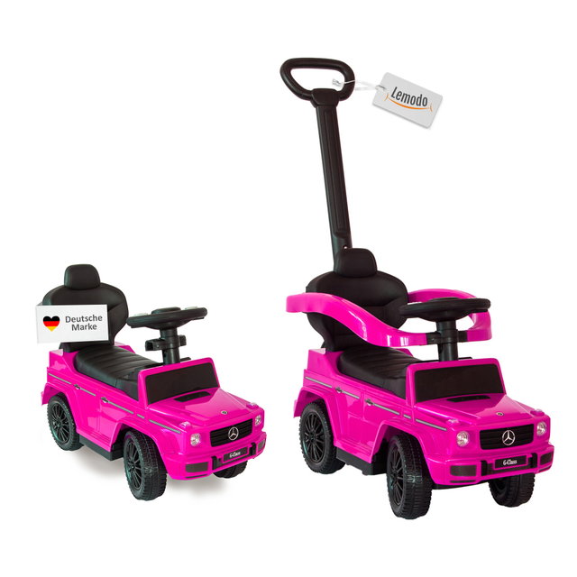 Rutschauto pink mit Schiebstange ab 1 Jahr, Rutschfahrzeug mit Sicherheitsbügel